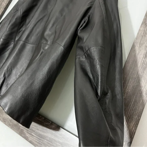 Valerie Stevens Sleek 100% Lamb Black Leather Jacket Classic Soft Medium - Picture 4 of 8